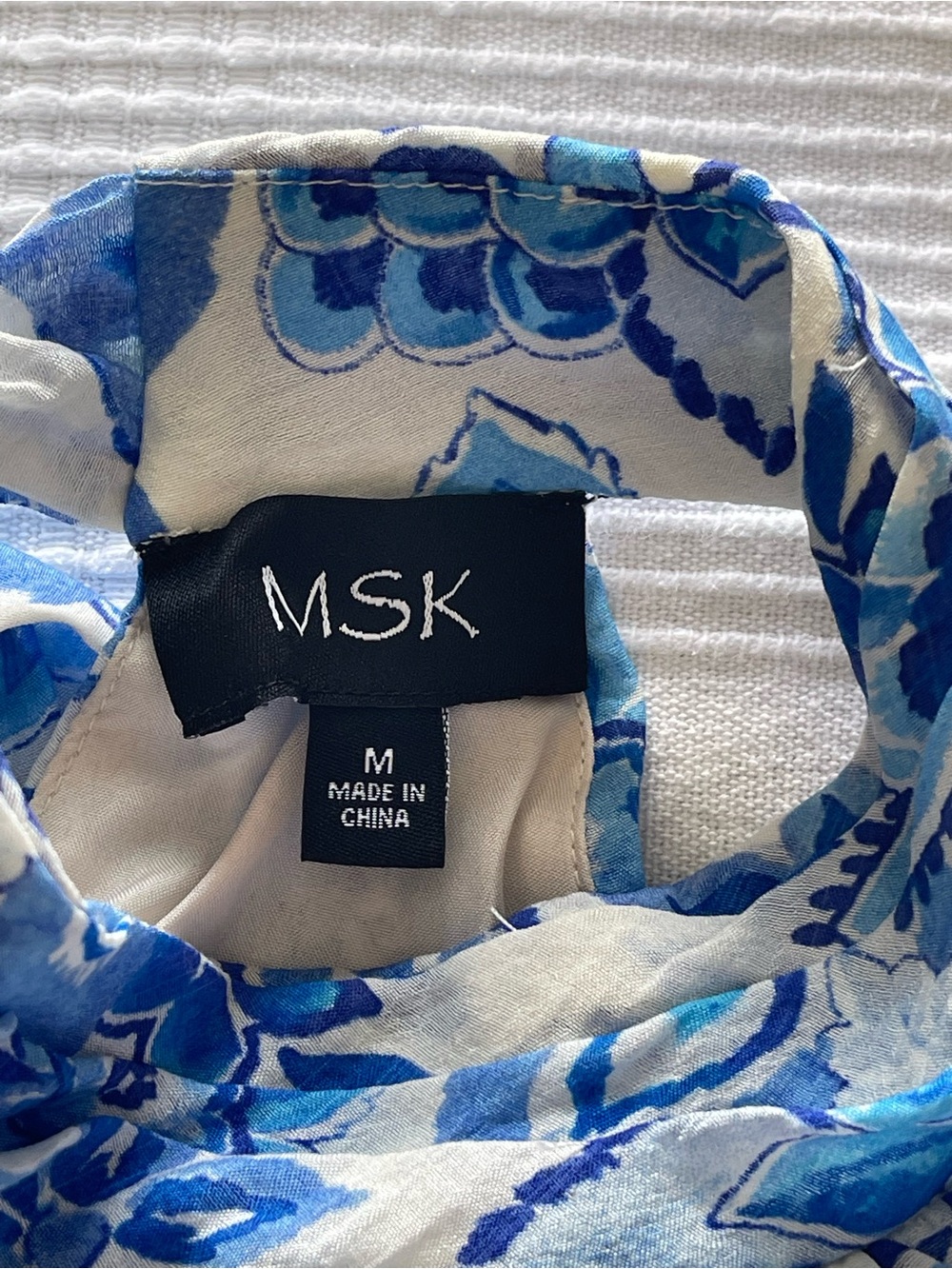 MSK White Dress with Blue Floral Halter Neck - Picture 8 of 13